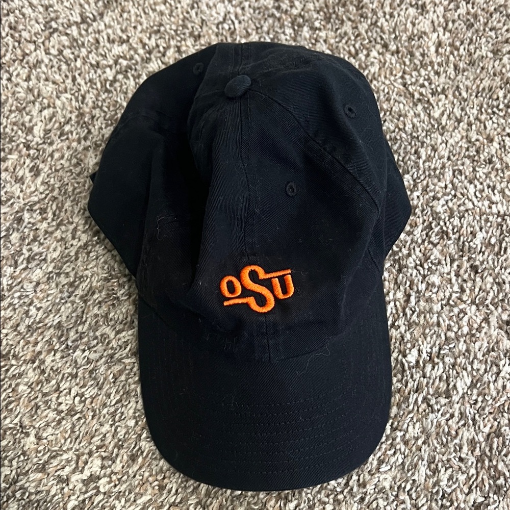 Black Cap with Orange Oklahoma State University Embroidery